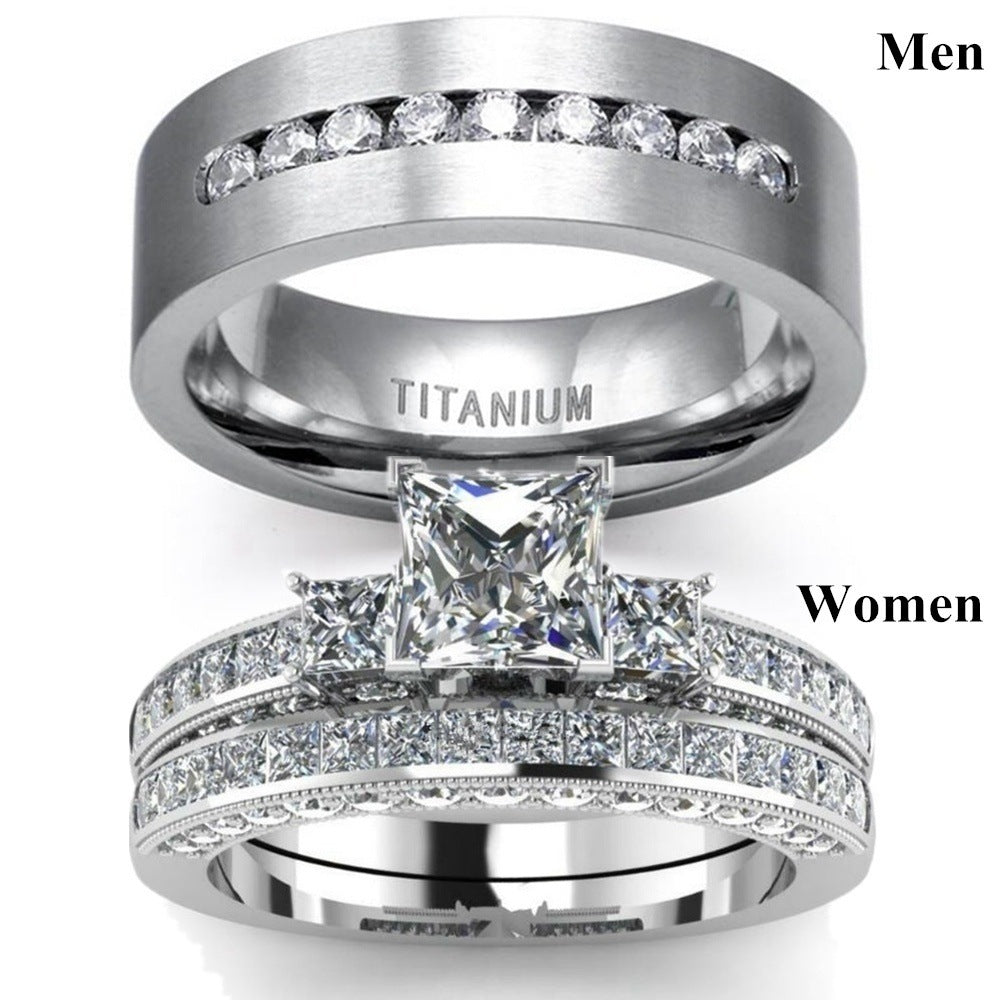 Kristall-Diamant-Ring, europäischer und amerikanischer beliebter Damen-Paar-Ring, Paar-Armband
