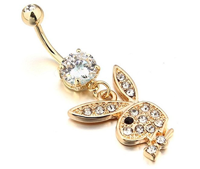 Anillo de ombligo con cabeza de conejo