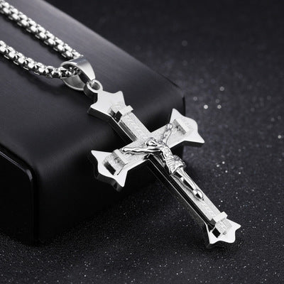 Kreuz Christus Jesus Anhänger Halskette Edelstahl