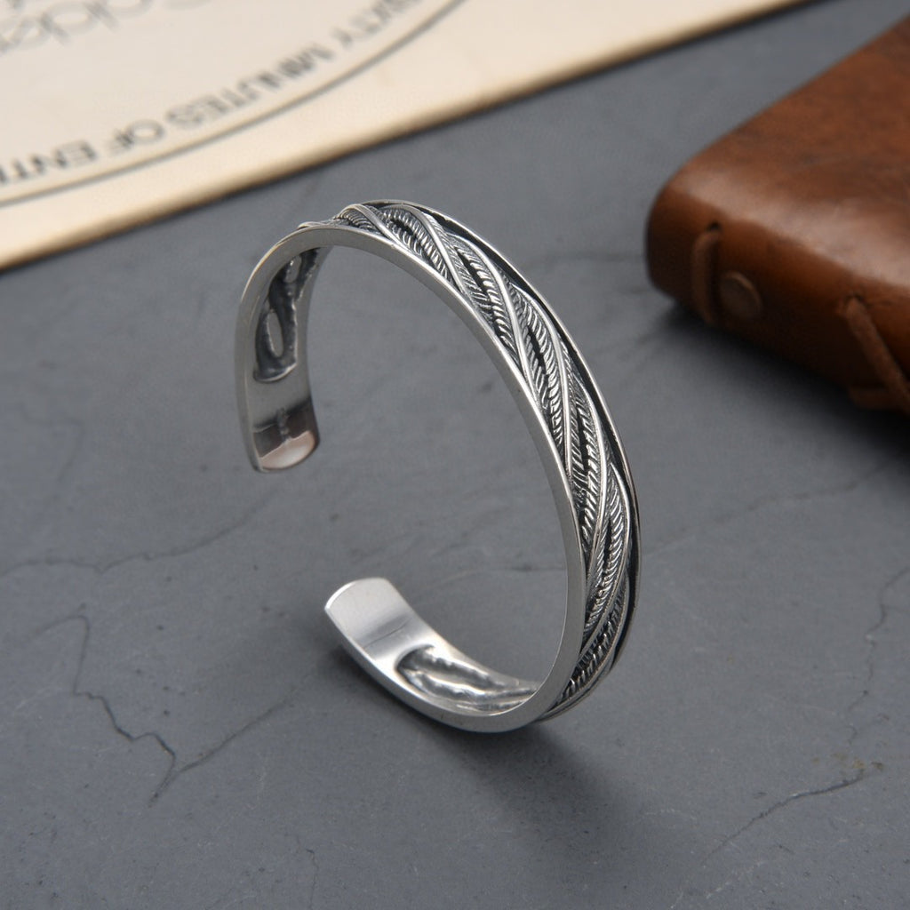 Pulsera Antigua con Patrón Trenzado Retorcido, Personalizada, Abierta, Ajustable