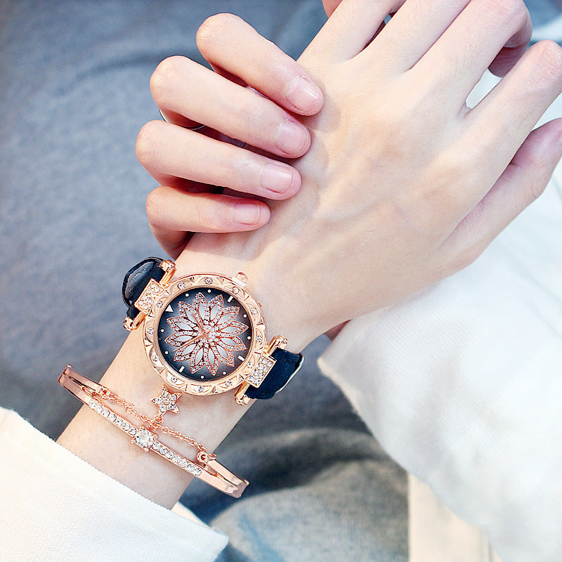 Reloj de cuarzo informal giratorio para mujer, estilo red