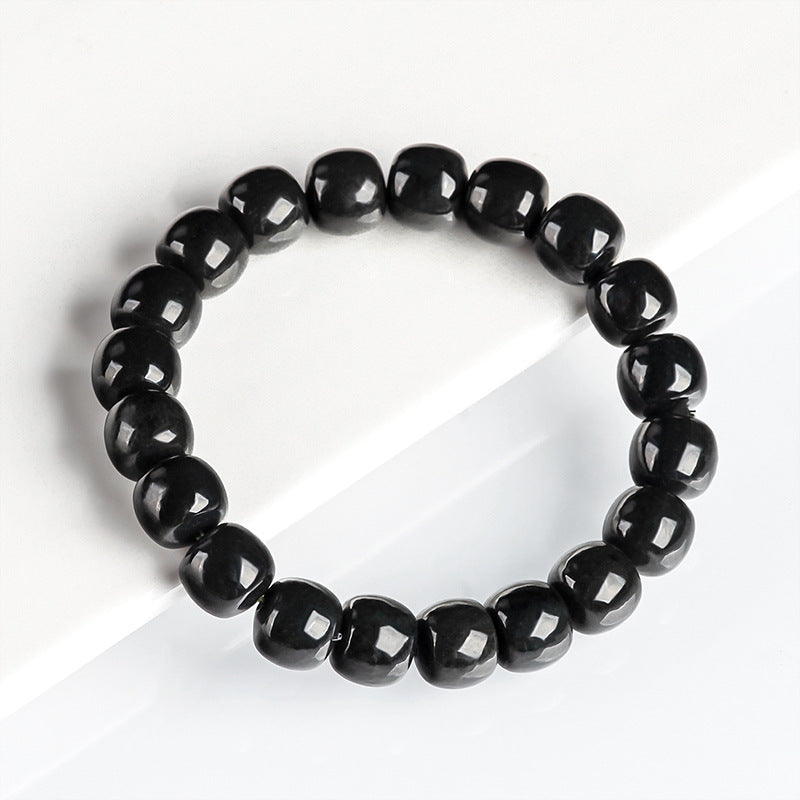 Women's Simple And Natural Hetian Dark Jade Bucket Bracelet