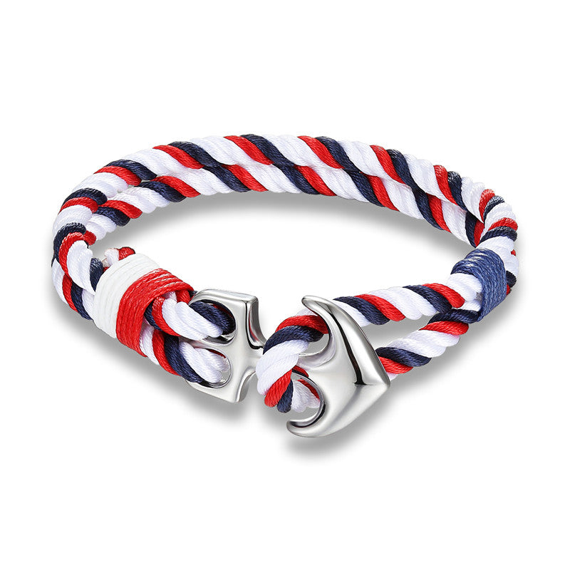 Pulseras de ancla de alta calidad para hombres, amuleto, cuerda náutica de supervivencia, cadena, pulsera de paracaídas, brazalete masculino con ganchos de metal deportivos