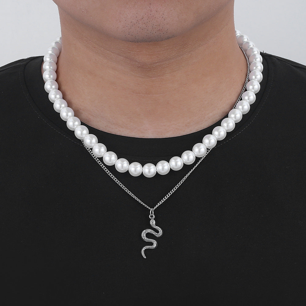 Doppellagige Perlenpulloverkette für Damen und Herren