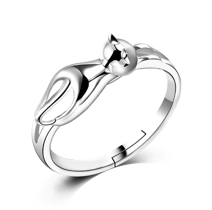 Niedliches Katzen-Schmuckset - Ring - Ohrringe - Halskette