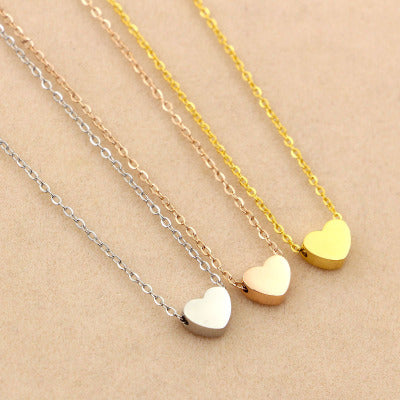 Galvanisierter 18K Roségold Valentinstag Freundin Liebe Herzförmige Roségold-Anhänger Halskette Titan Collier