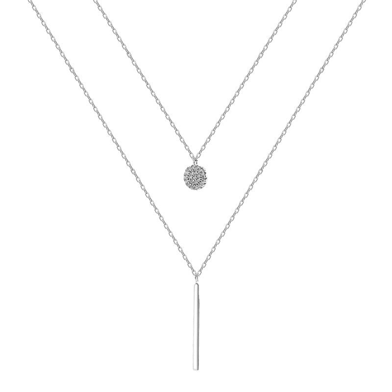 Viereck Streifen  Diamant Rund Doppel-Halskette