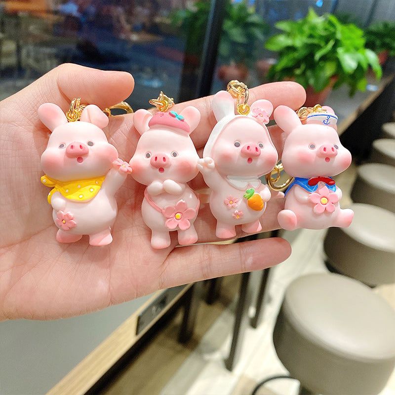 Llavero creativo con personalidad de cerdito de flor de cerezo