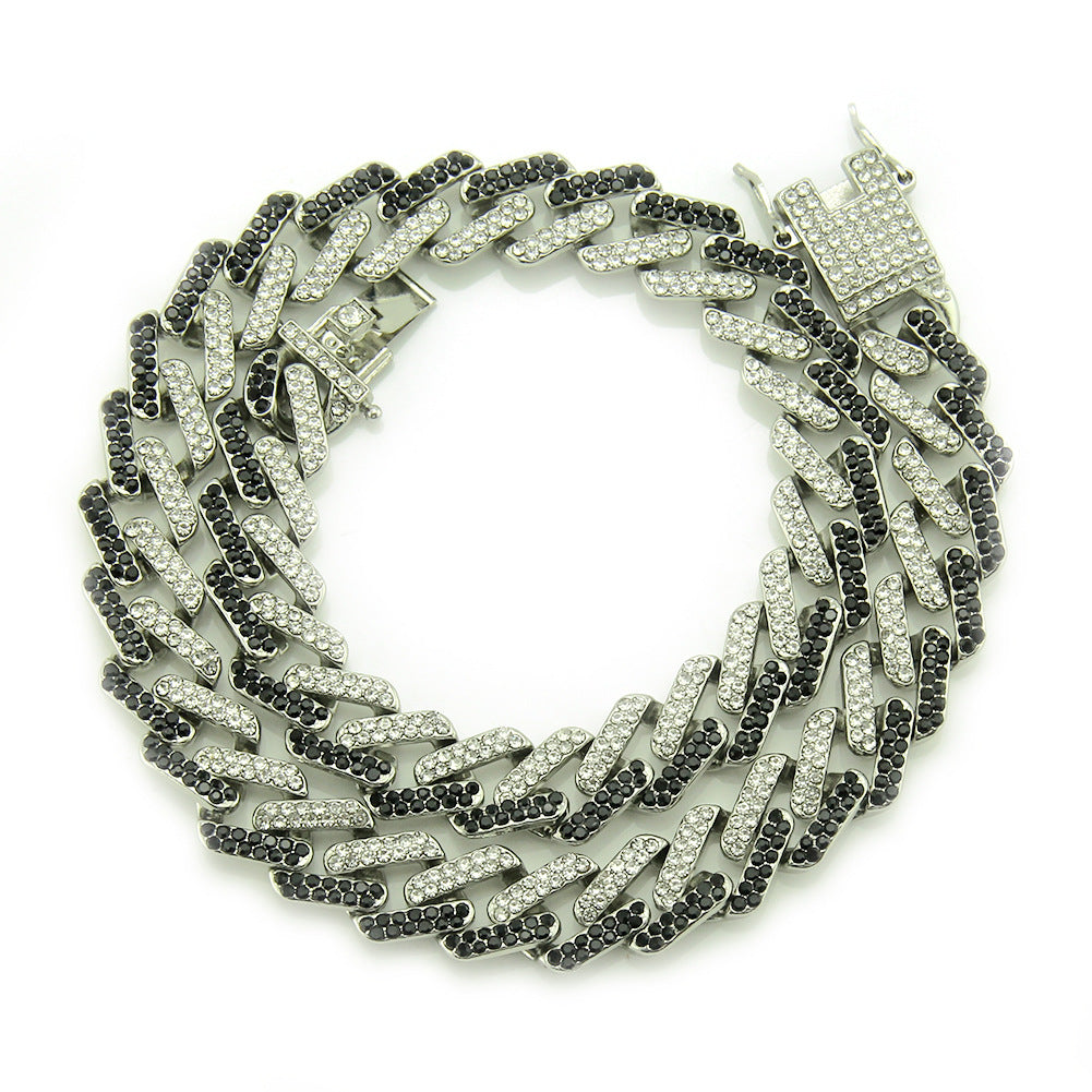 Herrenmode mit farbigen Diamanten, geometrische quadratische kubanische Halskette