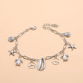 Tobillera con colgante de estrella de mar, ola, concha y tortuga, de la serie Beach Ocean