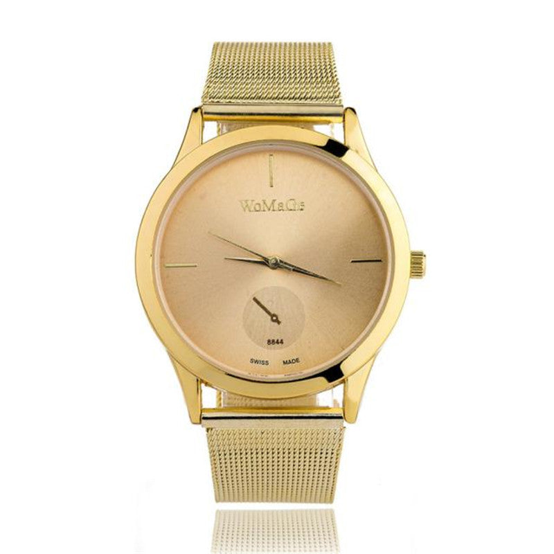 Reloj de aleación de moda con correa de malla, unisex, para mujer, estilo minimalista, de cuarzo, relogio feminino, saat, relojes para mujer