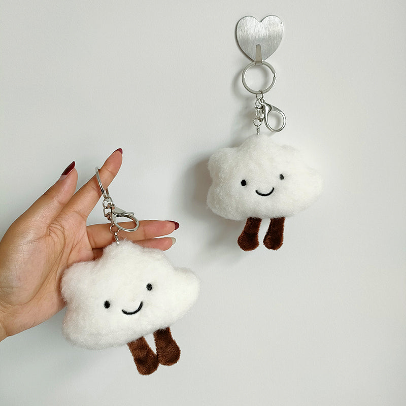 Lindo llavero de pareja con colgante de nube blanca de peluche