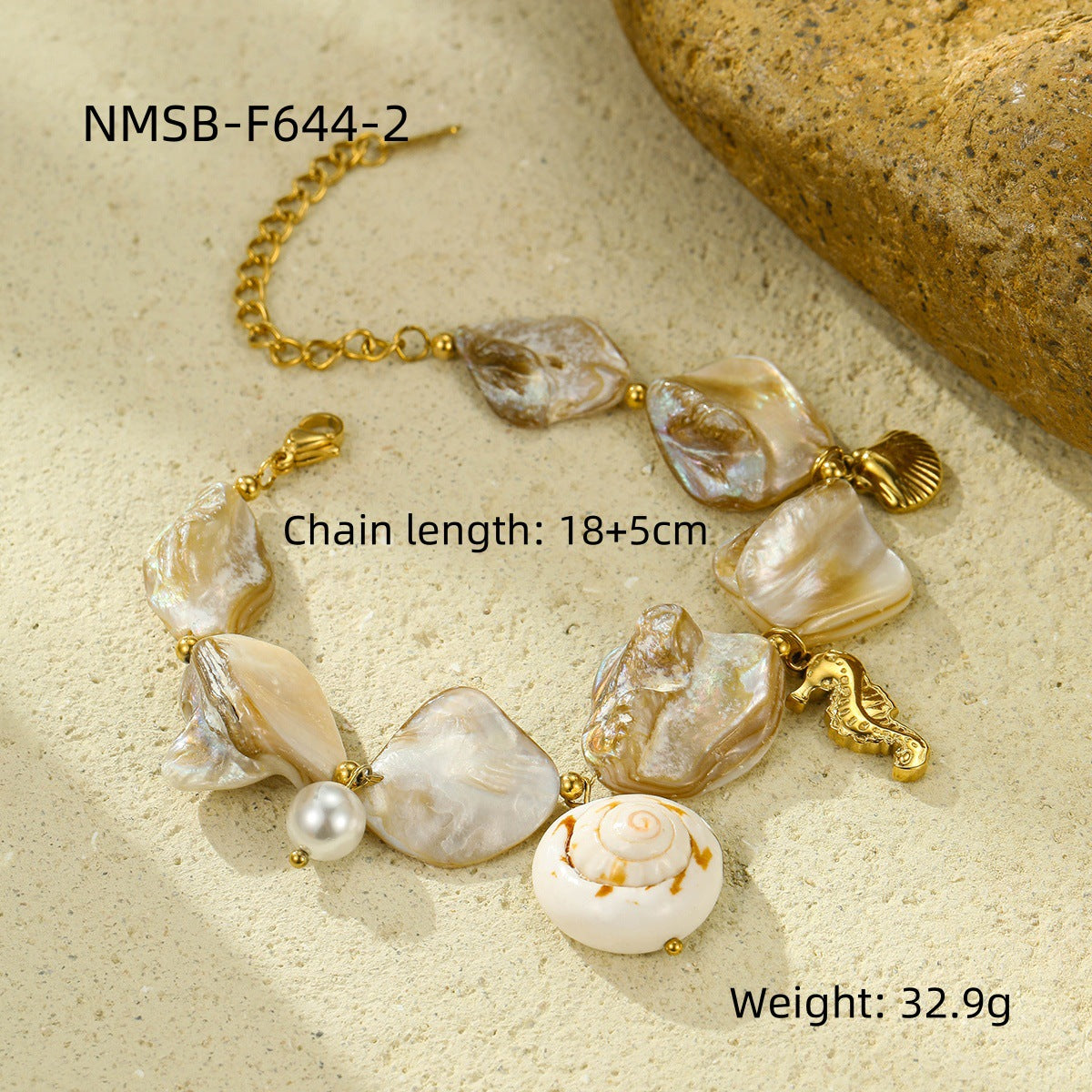 Stainless Steel Bracelet Beach Shell Pearl