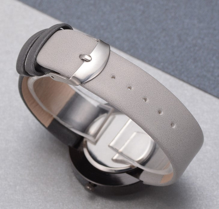 Frauen Uhr Grau Kontrast Leder Quarzuhr Frauen Uhren Liebhaber Unisex Casual Damen Armbanduhr Uhr Relogio Feminino