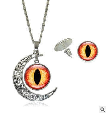 Europäische und amerikanische Mode Schmuck Farbe Pupille Augen Serie Zeit Edelstein Halskette Ohrringe Schmuck-Set