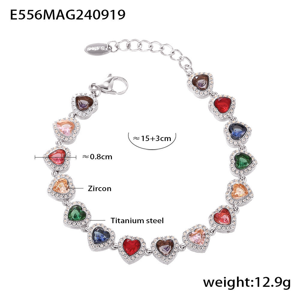 Pulsera de empalme de circonitas brillantes con diseño de amor, estilo europeo y americano, temperamento de lujo ligero
