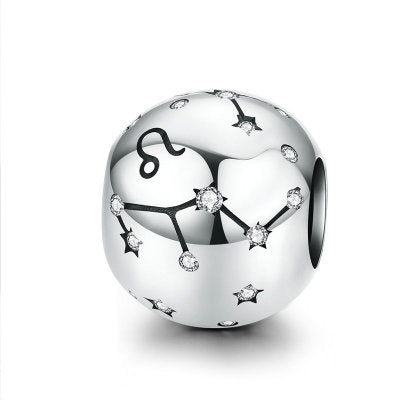 Cuentas de plata de ley 925 vintage del signo zodiacal Acuario para pulseras