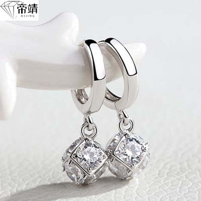 Pendientes de plata de ley S925, hebilla mágica cuadrada para la oreja, Japón, Japón, Japón, Japón, Japón y Japón