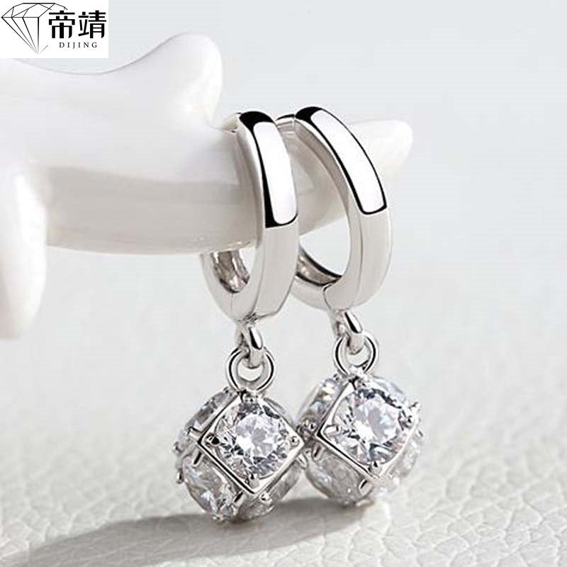 Pendientes de plata de ley S925, hebilla mágica cuadrada para la oreja, Japón, Japón, Japón, Japón, Japón y Japón