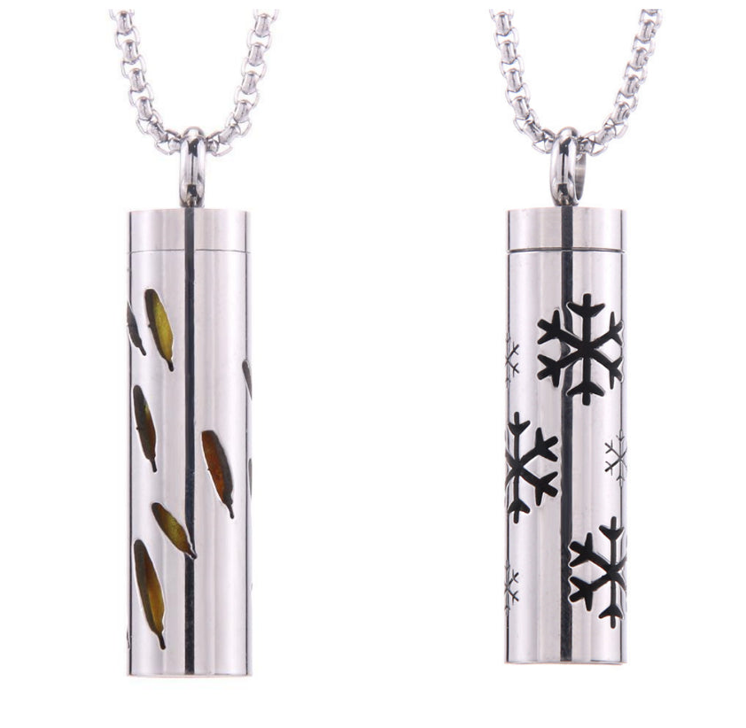 Cylinder Aromatherapy Pendant Titanium Steel Pendant Necklace