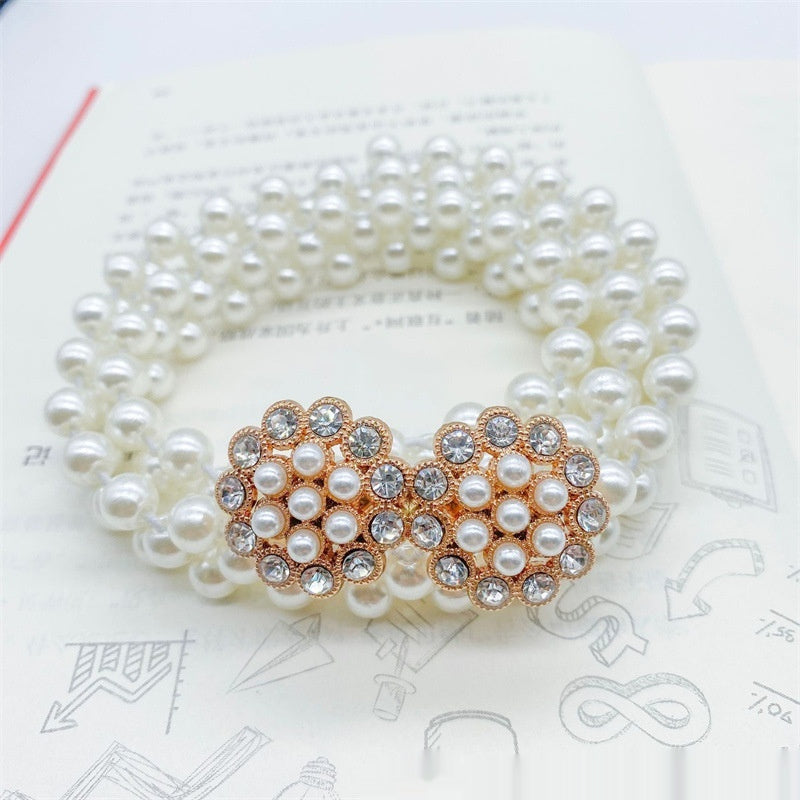 Joyería de moda para mujer, cadena de cintura con perlas blancas