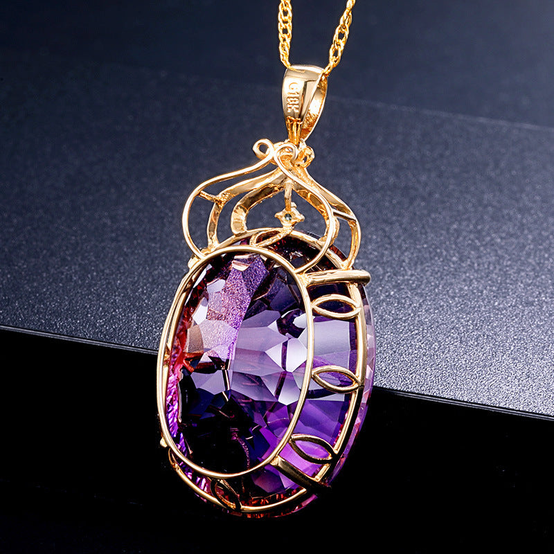 Colgante de Amatista Cadena de Suéter de Amatista