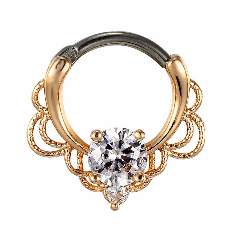 Anillo de nariz de ópalo de acero inoxidable
