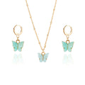 Color Acrylic Butterfly Earrings And Necklace Set