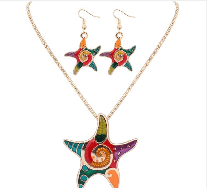 Collar de estrella de mar de color al óleo