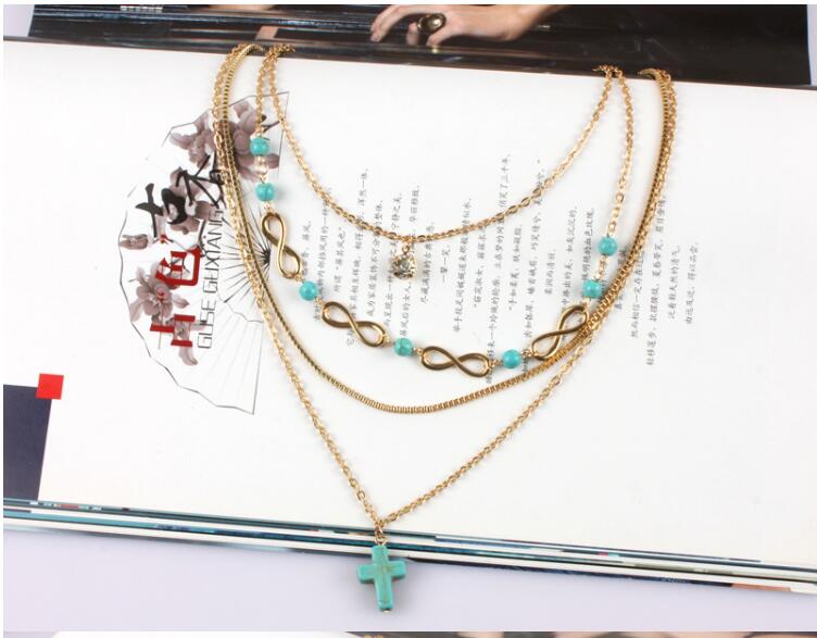 Boho Türkis Kreuz Schicke Halskette