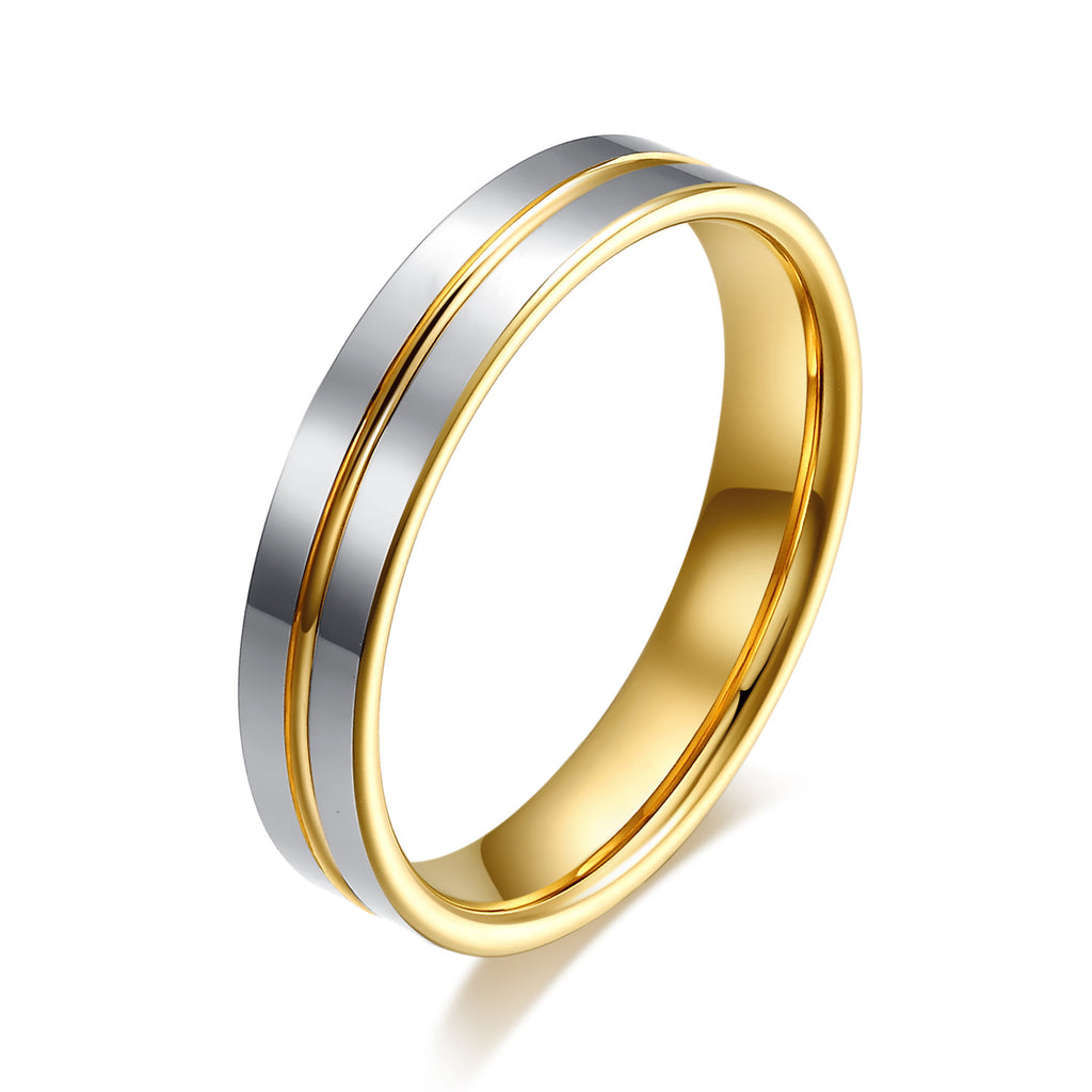 Un par de anillos de oro de tungsteno para hombres y mujeres para propuesta de matrimonio Anillo de oro