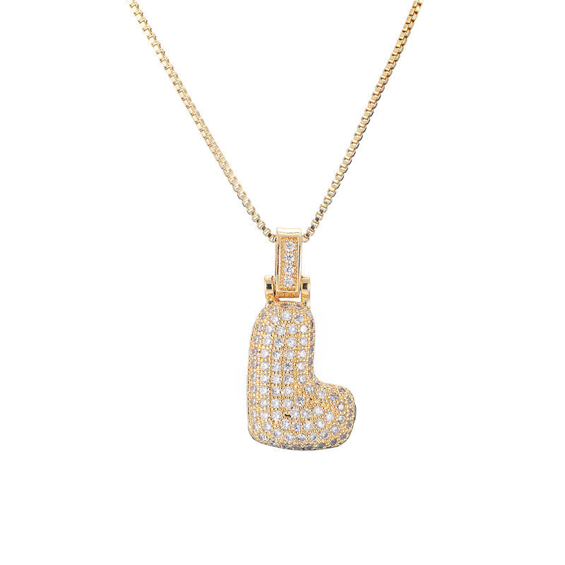 Schlüsselbeinkette Kupfer Mikro-intarsierte Zirkon 26 Buchstaben-Anhänger-Halskette für Frauen Geburtstag Schmuck Geschenke
