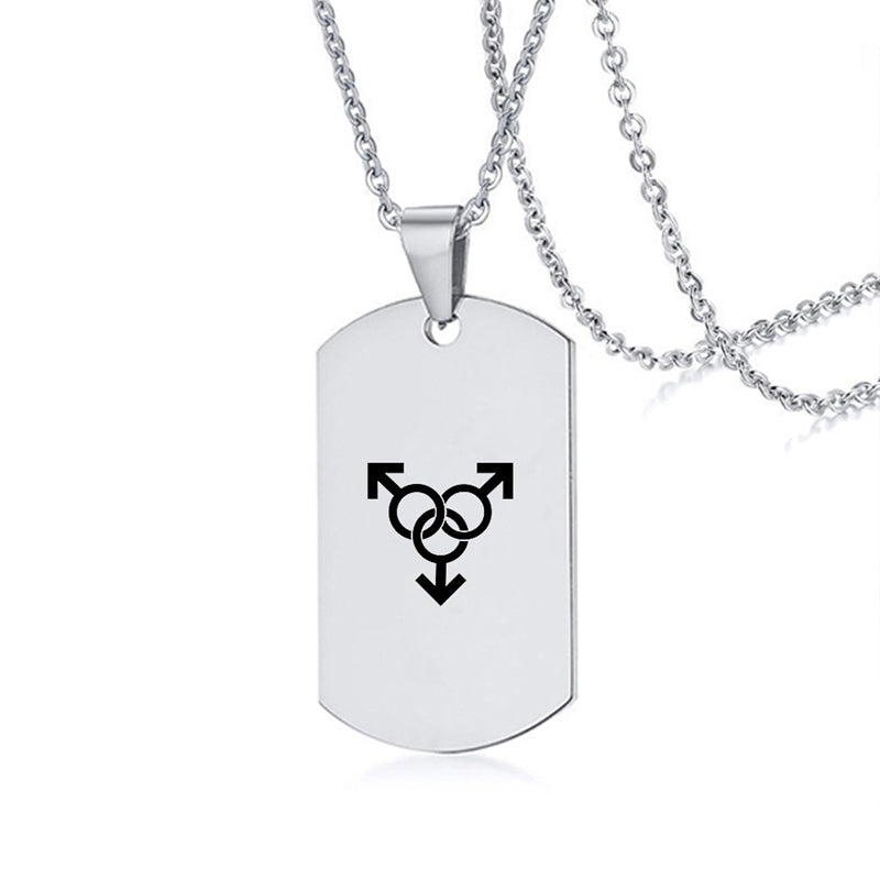 Edelstahl LGBT ID Halskette Schmuck Gravieren Gay Lesbian Transgender Symbol Hundemarken Halsketten für Männer Frauen
