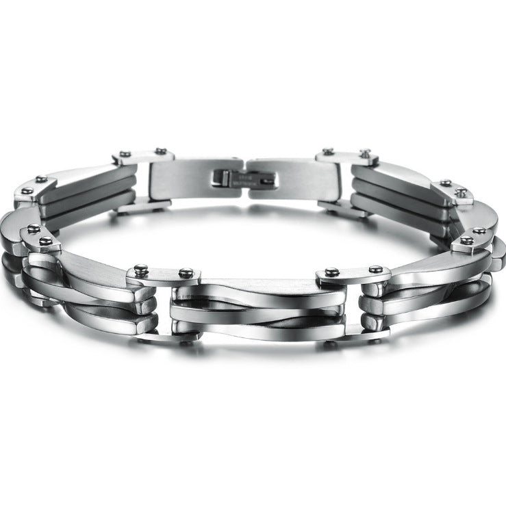 Pulsera de acero de titanio para hombre con textura de diamante