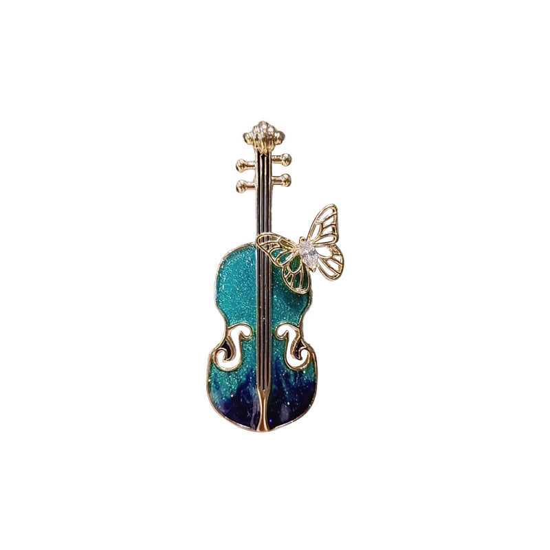 Broche de Violín Azul Accesorio llamativo para Suéter