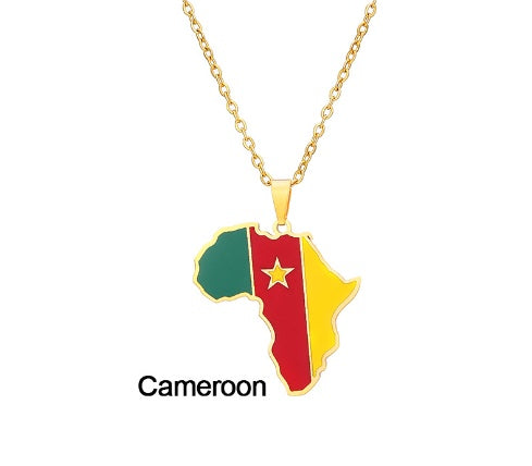 Collar con Colgante de Mapa de África Acero Inoxidable Joyería Ghana Nigeria
