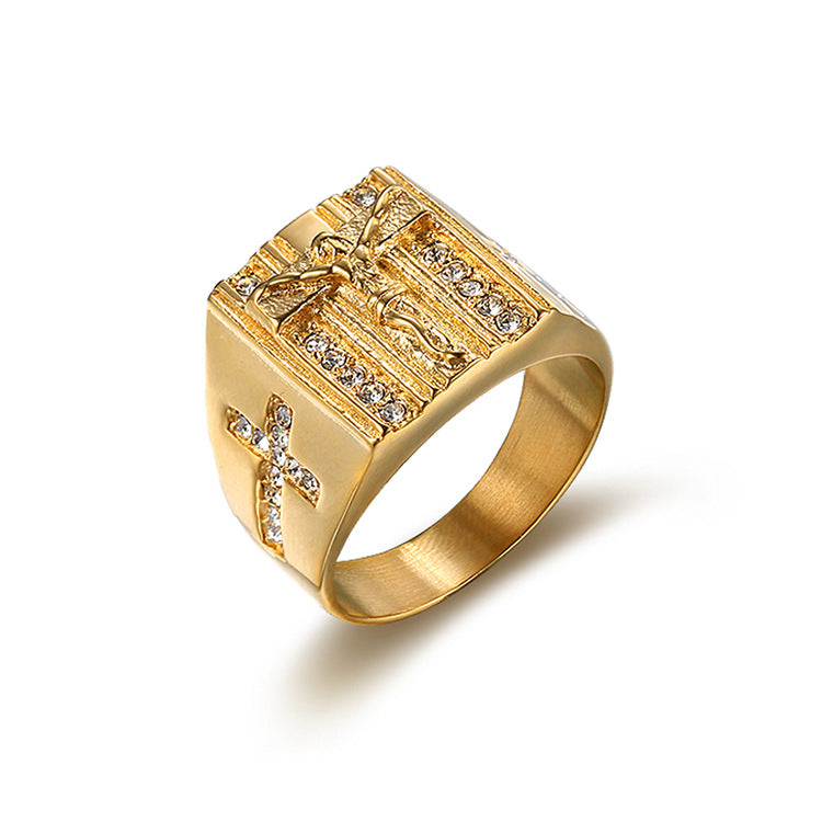 Europäischer und amerikanischer Retro-Religions-Jesus-Kreuz-Ring