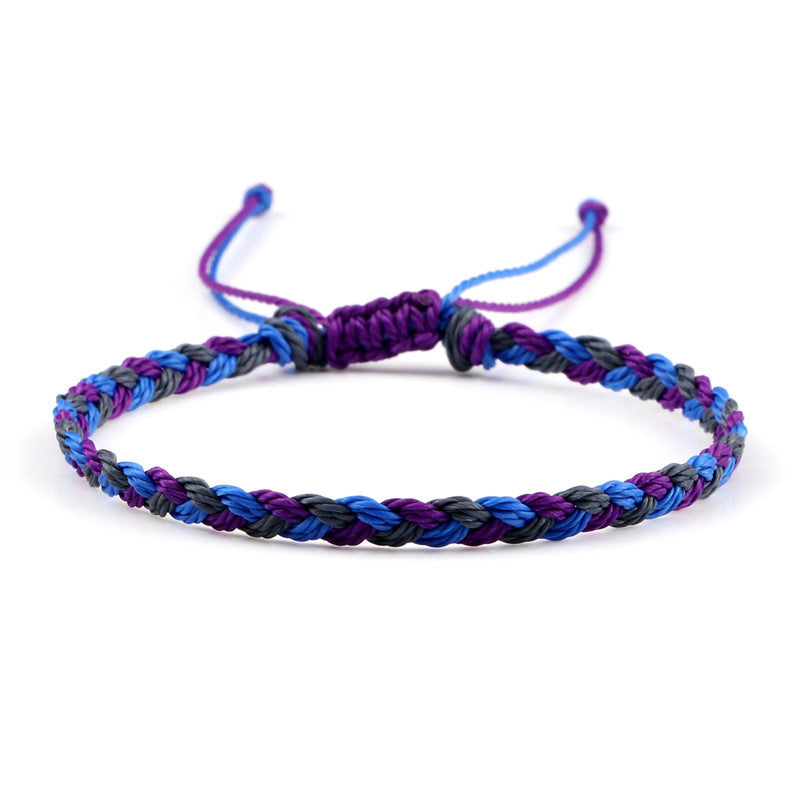 Cuerda de cera trenzada, correa de mano para manualidades, trenza de tres hilos con colores entrecruzados
