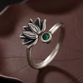 Silberring mit Lotusblüten-Mosaik und Glasur