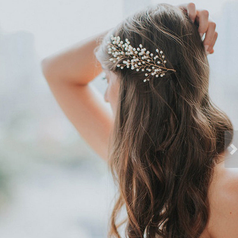 Braut Hochzeit Outdoor-Shooting handgemachter Perlenkamm Form Muster Blätter Haarschmuck Spot-Großhandel