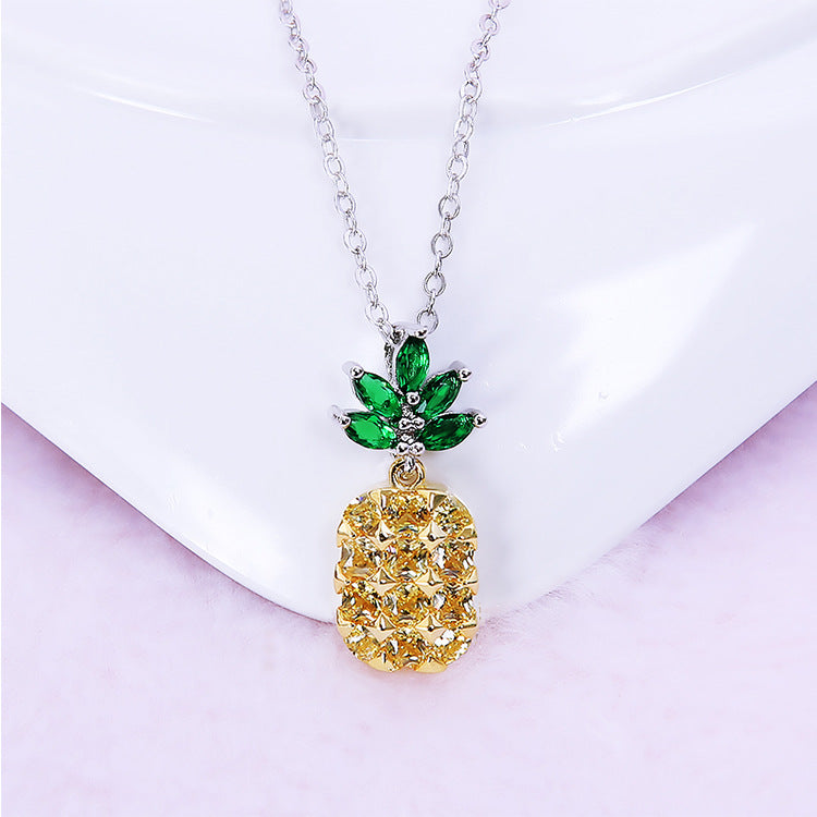 Juego de collar y aretes de piña de cristal Aretes de árbol de coco
