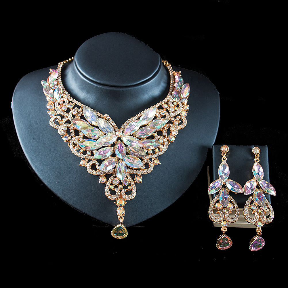 Speed selling explosion, African, European and American color exaggerated bride necklace earrings set of alloy manufacturers