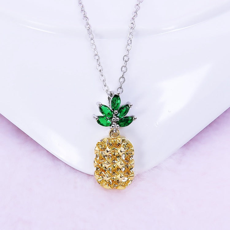 Juego de collar y aretes de piña de cristal Aretes de árbol de coco