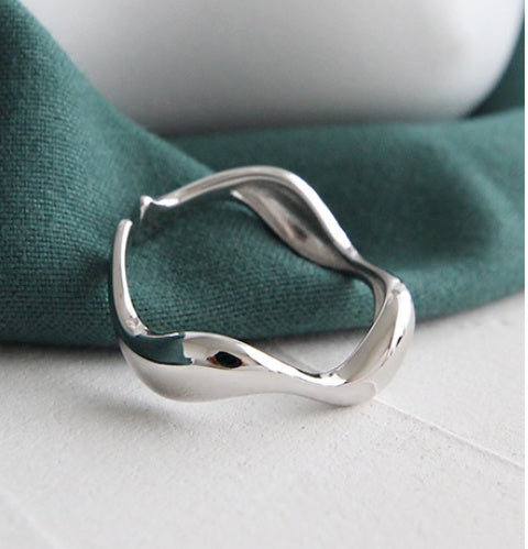 Anillos S925 Ins Anillo Brillante Ondulado Irregular Minimalista para Mujer