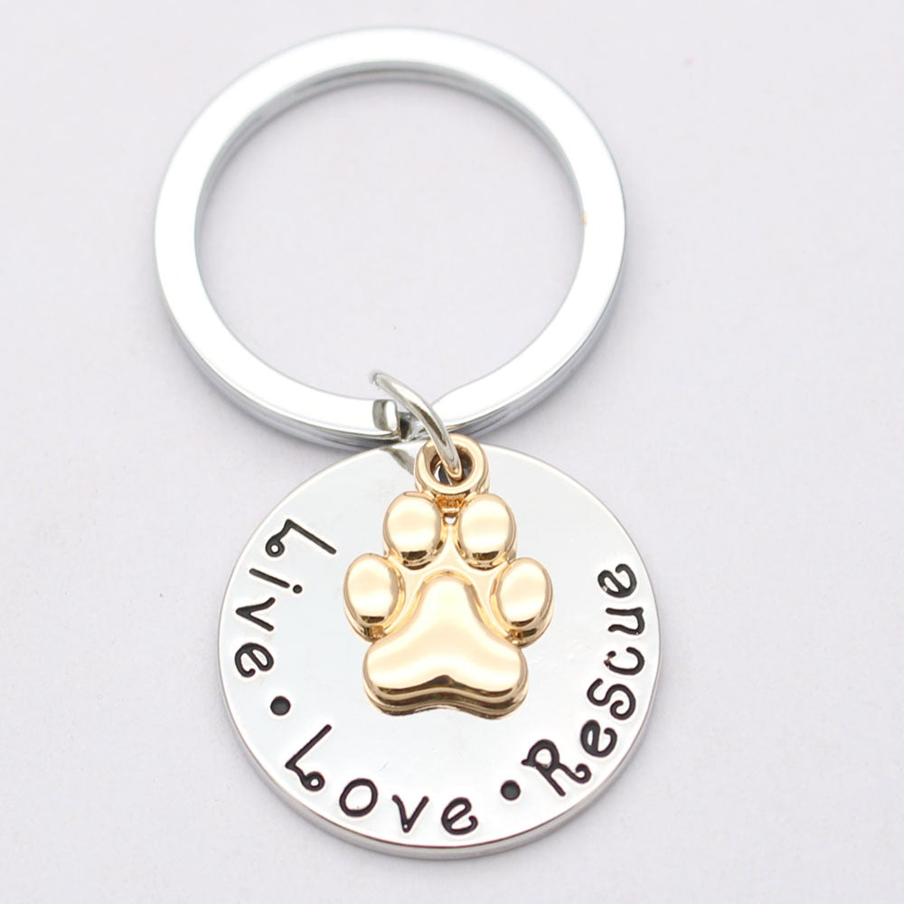 Collar de Huella de Perro para Amantes de las Mascotas "Vive · Ama · Rescata"