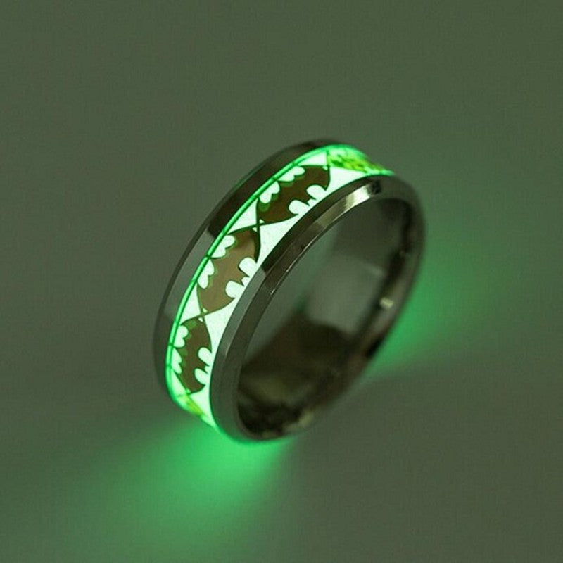 Edelstahl Batman Symbole Leuchtende Herrenringe Nie verblassender leuchtender Ring