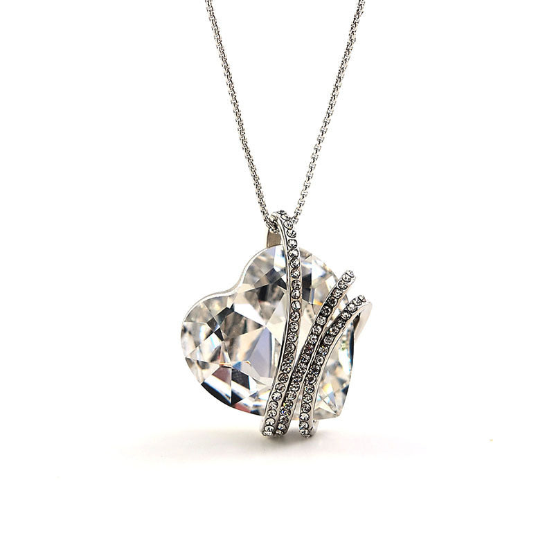 Koreanische Mode-Schmuck Kristall-Halskette - Wahre Liebe Ewig