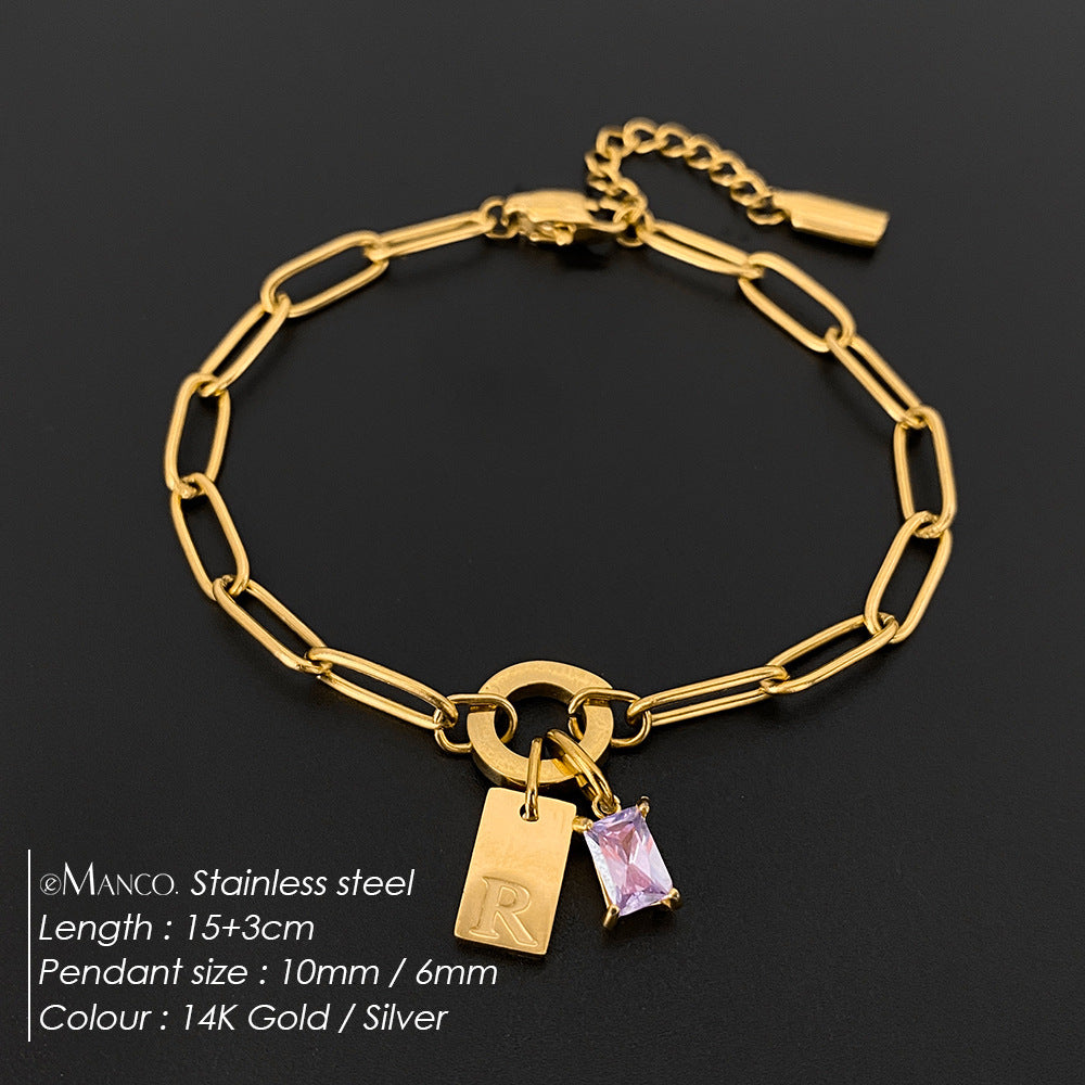 Womens Fashionable Rhinestone Letter Combination Bracelet Jewelry