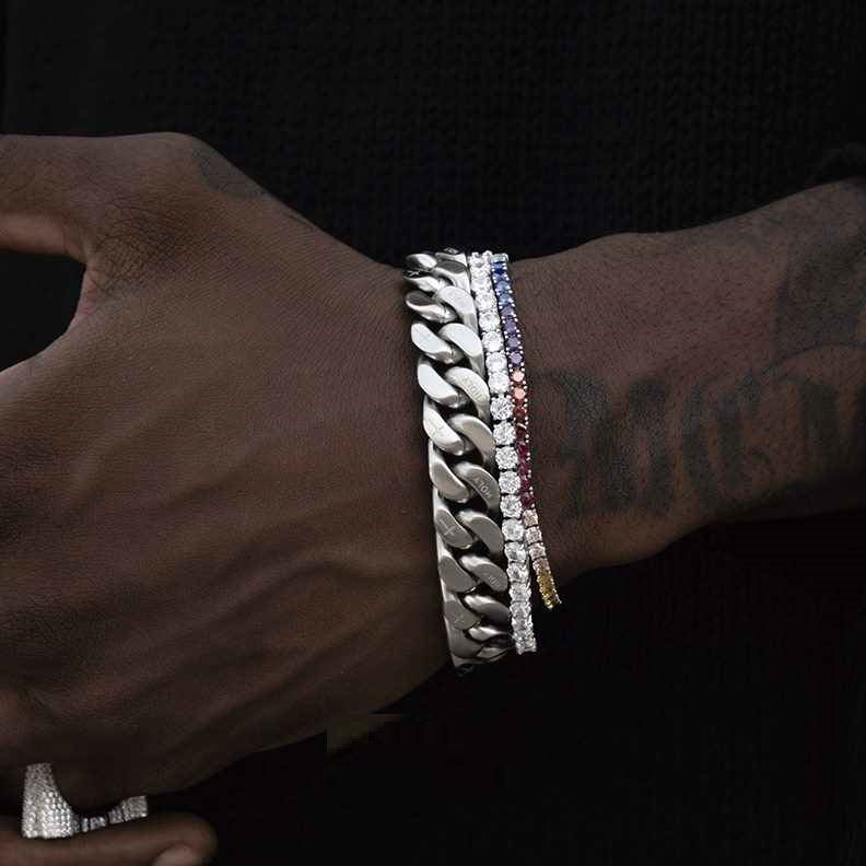 Original Doppelseitiges gebürstetes kubanisches Armband für Herren für die Freizeit