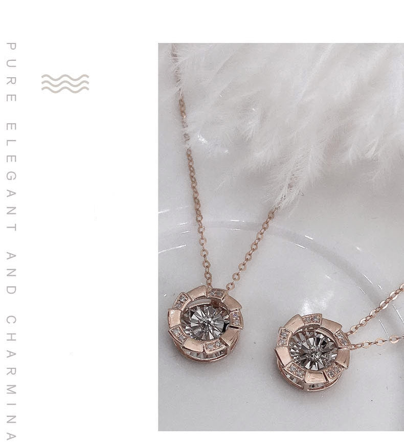 Roségold Pulsierendes Herz Diamant-Anhänger Schlüsselbeinkette